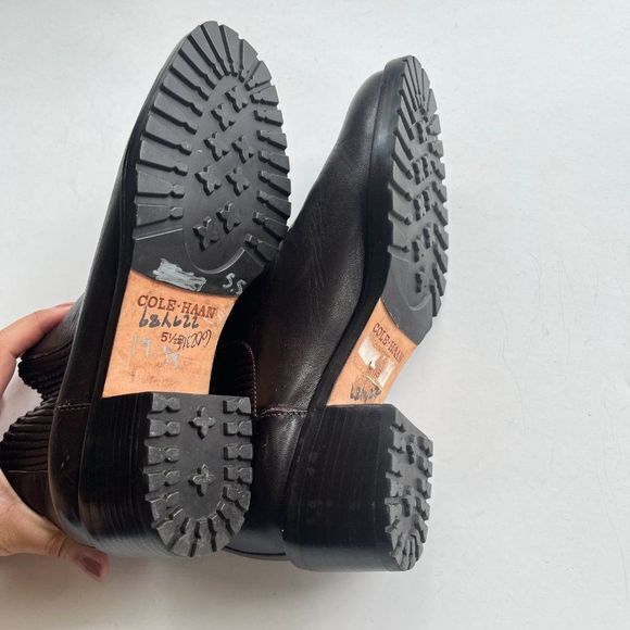 Cole Haan Dark Brown Leather Chunky Heeled Ankle‎ Riding Boots Womens Siz… - Picture 7 of 7